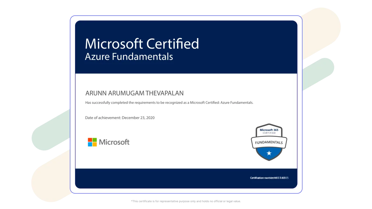 Microsoft Azure Fundamentals AZ-900 certificate