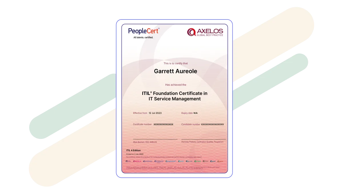 ITIL 4® Foundation certificate