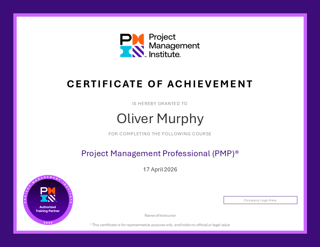 Project Management Professional (PMP®) certificate