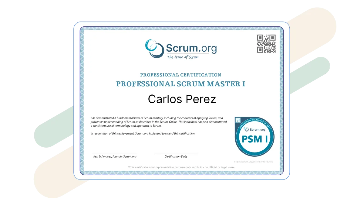 Professional Scrum Master™ (PSM I) certificate