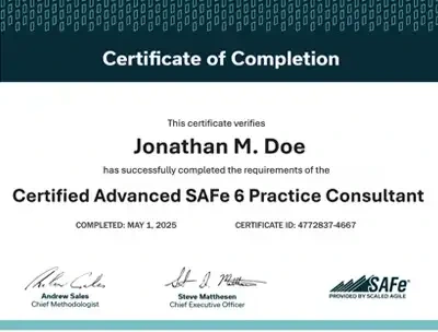 AI-Empowered Advanced SAFe Practice Consultant (ASPC) Certification Path certificate